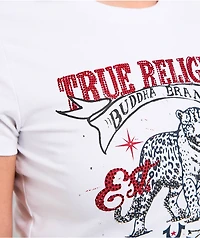 True Religion Crystal Leopard White Crop T-Shirt