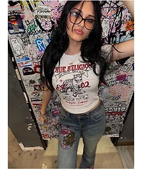 True Religion Crystal Leopard White Crop T-Shirt