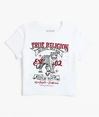 True Religion Crystal Leopard White Crop T-Shirt