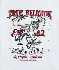 True Religion Crystal Leopard White Crop T-Shirt