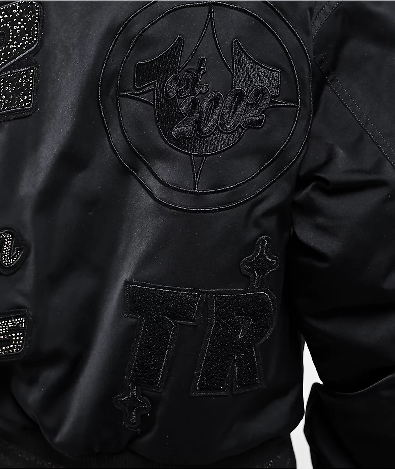 True Religion Crystal Logo Black Bomber Jacket