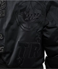 True Religion Crystal Logo Black Bomber Jacket