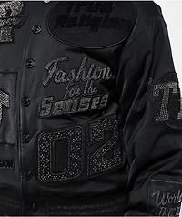 True Religion Crystal Logo Black Bomber Jacket
