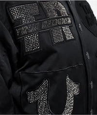 True Religion Crystal Logo Black Bomber Jacket
