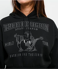 True Religion Crystal Logo Black Crop Hoodie