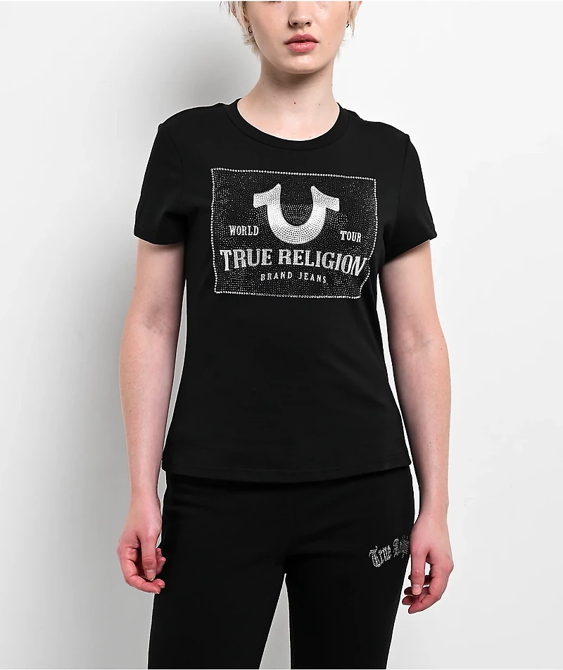 True Religion Crystal Logo Classic Black T-Shirt