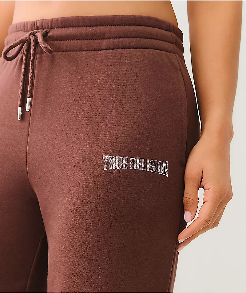 True Religion Crystal Logo Mauvewood Straight Leg Sweatpants
