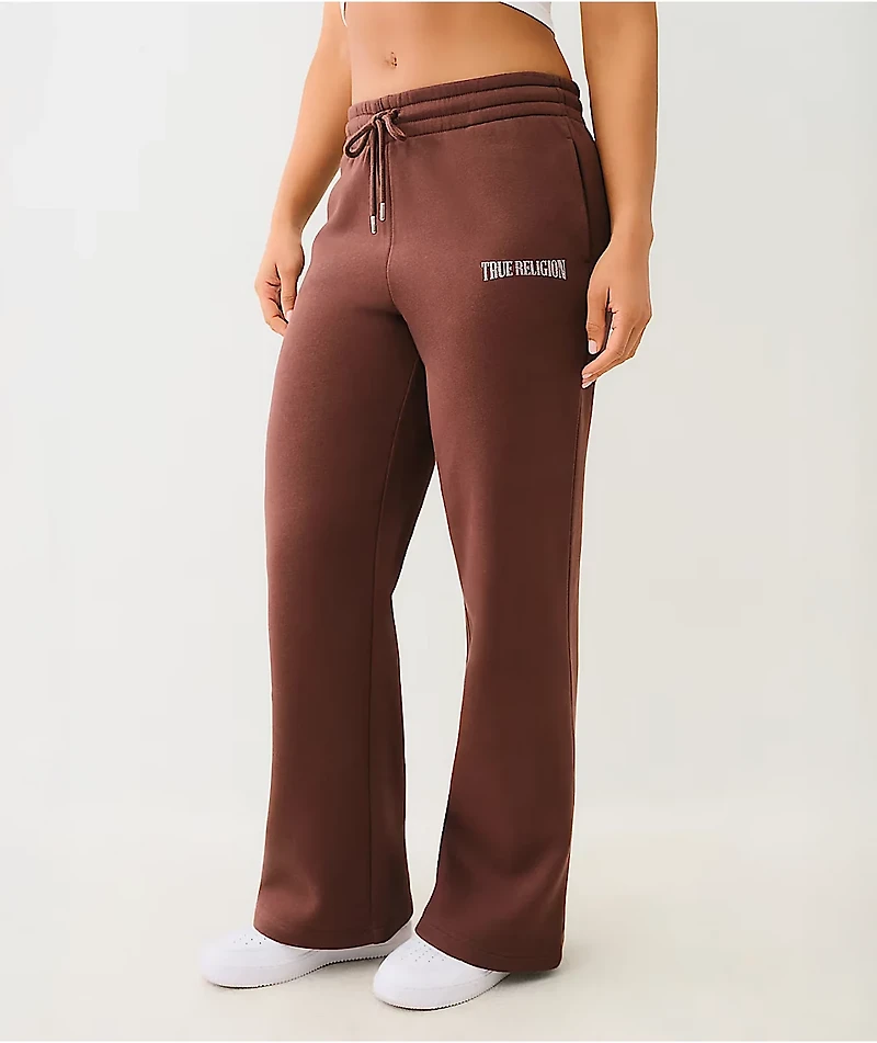 True Religion Crystal Logo Mauvewood Straight Leg Sweatpants