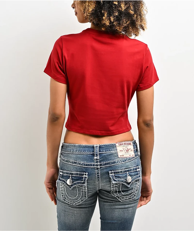 True Religion Crystal Logo Red Crop T-Shirt