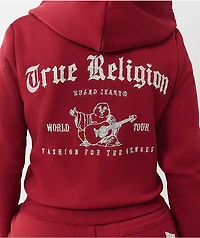 True Religion Crystal Logo Red Zip Hoodie