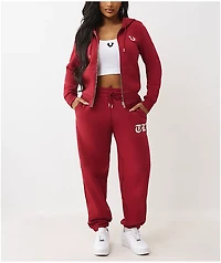 True Religion Crystal Logo Red Zip Hoodie