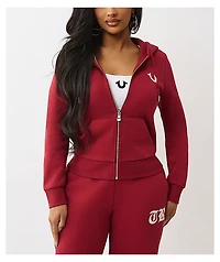 True Religion Crystal Logo Red Zip Hoodie