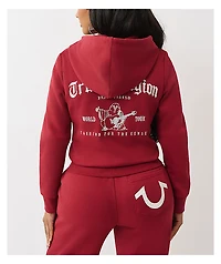 True Religion Crystal Logo Red Zip Hoodie