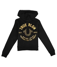 True Religion Crystal Metallic Logo Black Zip Hoodie
