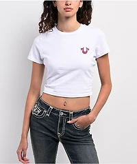 True Religion Crystal Mushroom White Crop T-Shirt