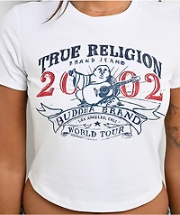 True Religion Crystal OG World Tour White Crop T-Shirt