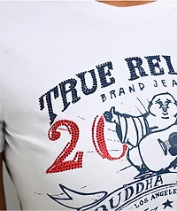 True Religion Crystal OG World Tour White Crop T-Shirt