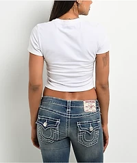 True Religion Crystal OG World Tour White Crop T-Shirt