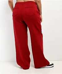 True Religion Crystal Patch Red Straight Leg Sweatpants