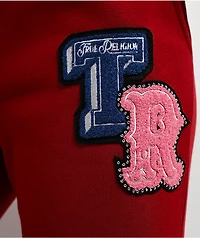 True Religion Crystal Patch Red Straight Leg Sweatpants