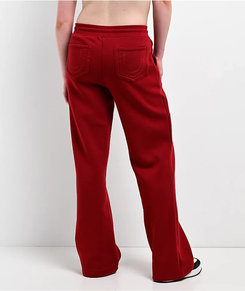 True Religion Crystal Patch Red Straight Leg Sweatpants
