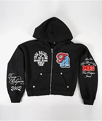True Religion Crystal Patched Black Zip Hoodie
