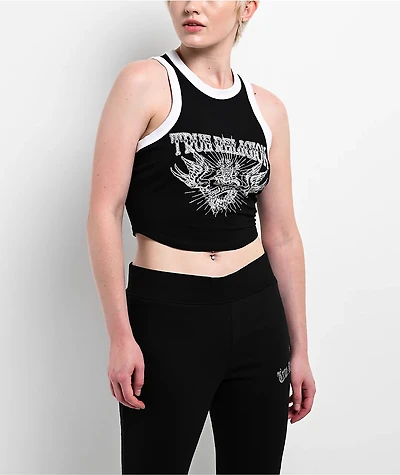 True Religion Crystal Racer Black & White Ringer Tank Top
