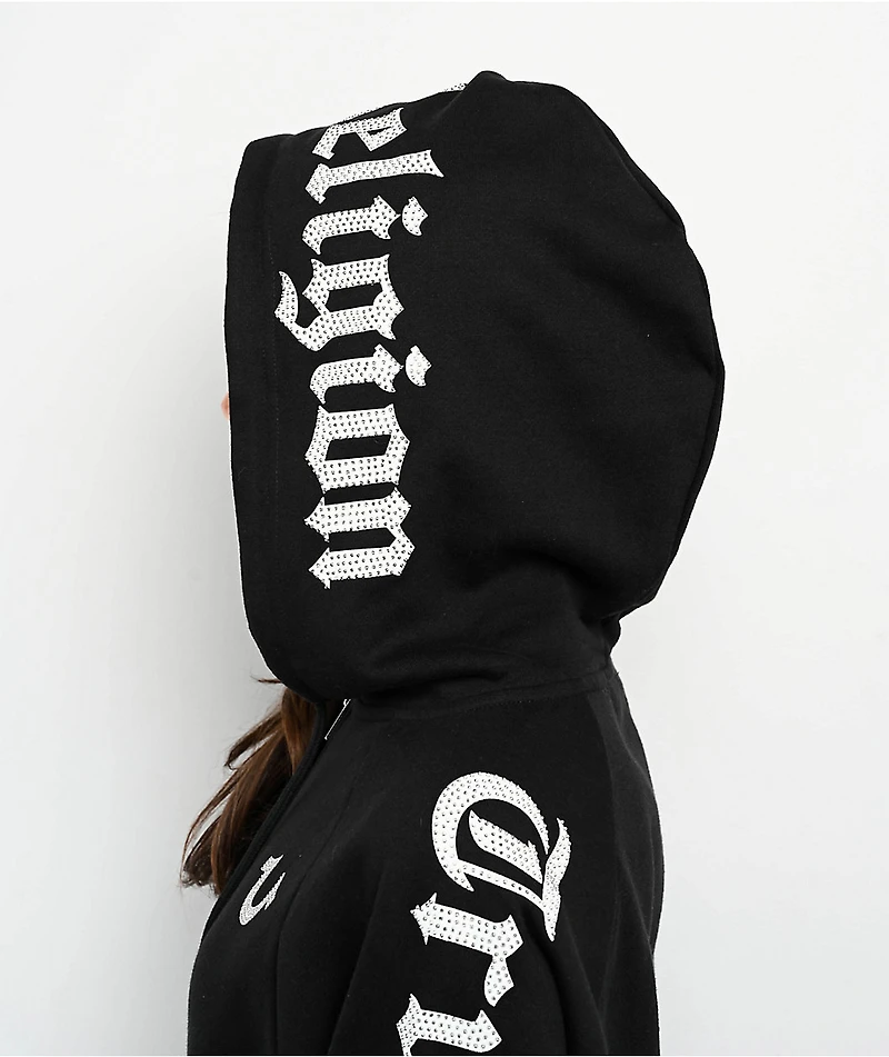 True Religion Crystal Relaxed Black Zip Hoodie