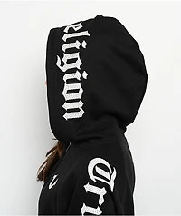 True Religion Crystal Relaxed Black Zip Hoodie