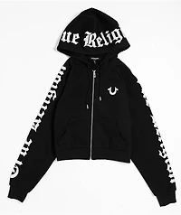 True Religion Crystal Relaxed Black Zip Hoodie