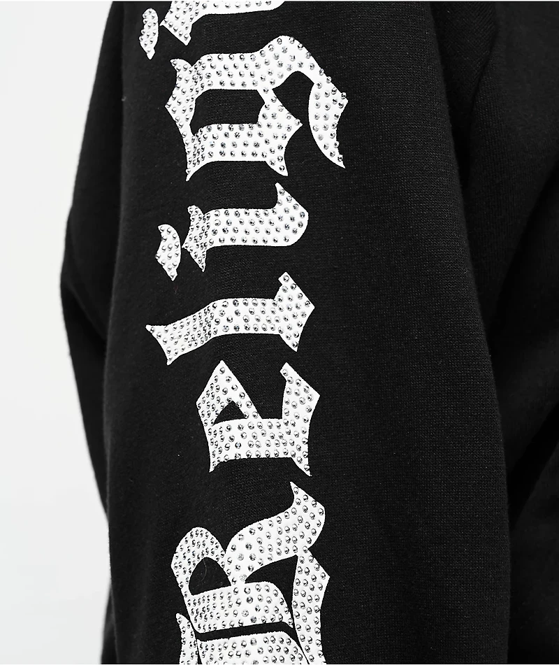 True Religion Crystal Relaxed Black Zip Hoodie