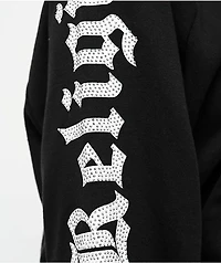 True Religion Crystal Relaxed Black Zip Hoodie