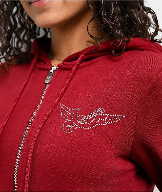 True Religion Crystal Ruby Red Crop Zip Hoodie Liberty Center