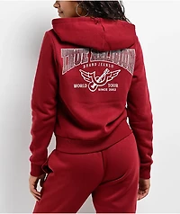 True Religion Crystal Ruby Red Crop Zip Hoodie