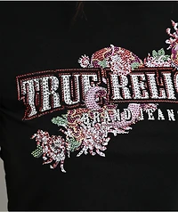 True Religion Crystal Snake Black Crop T-Shirt