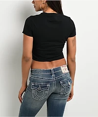 True Religion Crystal Snake Black Crop T-Shirt