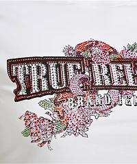 True Religion Crystal Snake White Crop T-Shirt