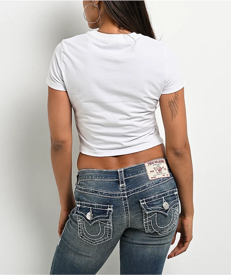 True Religion Crystal Snake White Crop T-Shirt