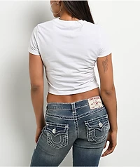 True Religion Crystal Snake White Crop T-Shirt