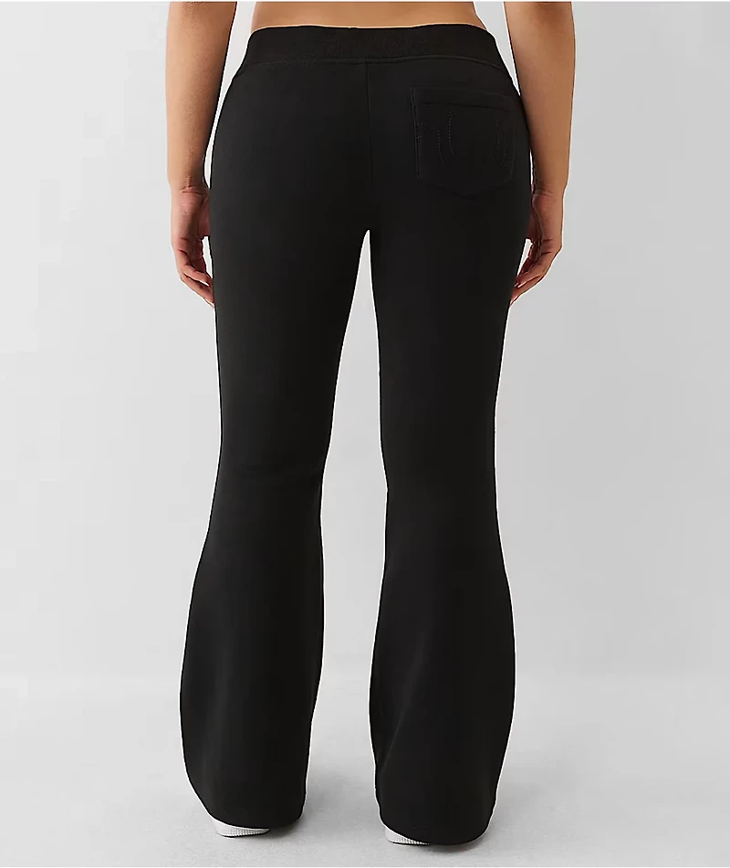 True Religion Crystal V Black Flare Sweatpants
