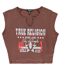 True Religion Crystal Western Notch Branch Crop T-Shirt