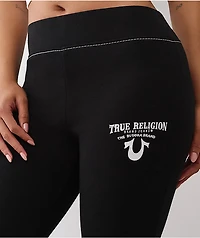 True Religion Crystal Wing Big T Black Flare Sweatpants