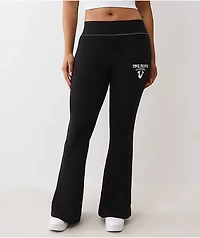 True Religion Crystal Wing Big T Black Flare Sweatpants