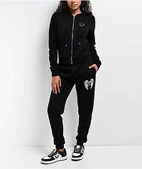 True Religion Crystal Wing Black Jogger Sweatpants