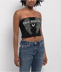True Religion Crystal Wing Black Tube Top