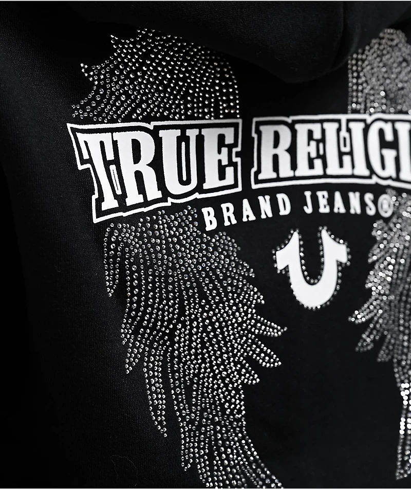 True Religion Crystal Wing Black Zip Hoodie