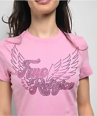 True Religion Crystal Wing Pink Crop T-Shirt