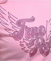 True Religion Crystal Wing Pink Crop T-Shirt
