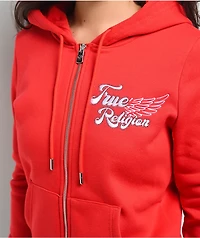True Religion Crystal Wing Red Zip Hoodie