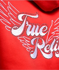 True Religion Crystal Wing Red Zip Hoodie